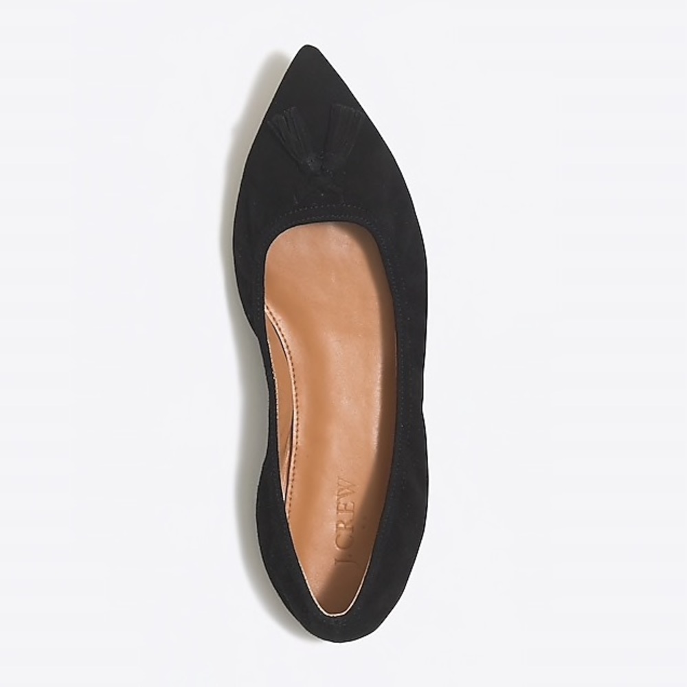 J Crew | Suede Stretch Tassel Flats - Black
